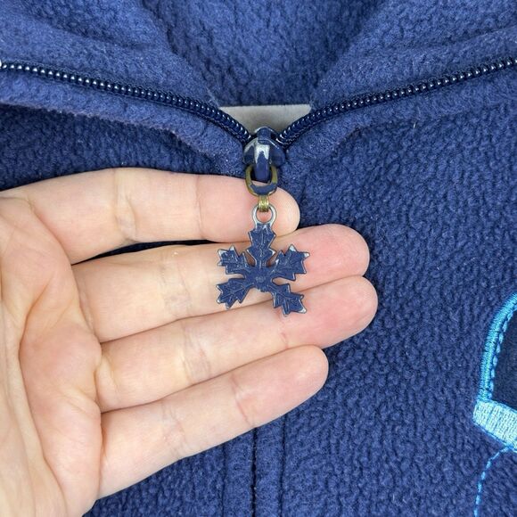 Vtg Holiday Fleece Jacket Women L Blue Snowman Christmas Festive Grandmacore 90s - Picture 6 of 12